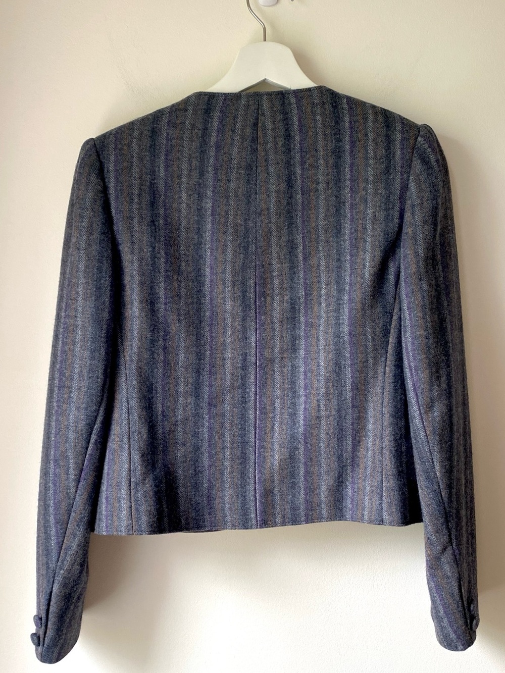 Vintage 100%wool open front striped blazer - Picture 12 of 14